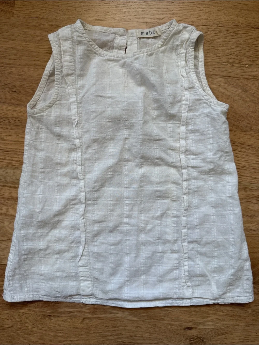 Mabo Creamy White Textured 100% Cotton Sleeveless Tank Top Girls sz 10/11
